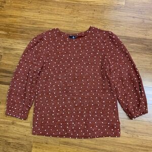 Ampersand Polka Dot Knit Top Womens Size Medium Long Sleeve Crew Neck Pullover